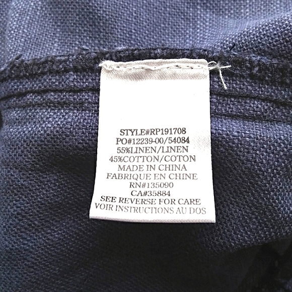 NWT RAG POETS LINEN BLEND DARK BLUE CROPPED PAPERBAG PANTS WIDE LEG EASY BREEZY - Picture 11 of 12